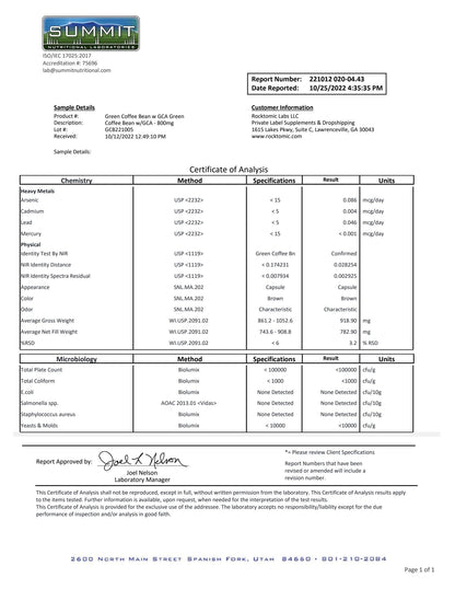 GREEN COFFEE BEAN EXTRACT