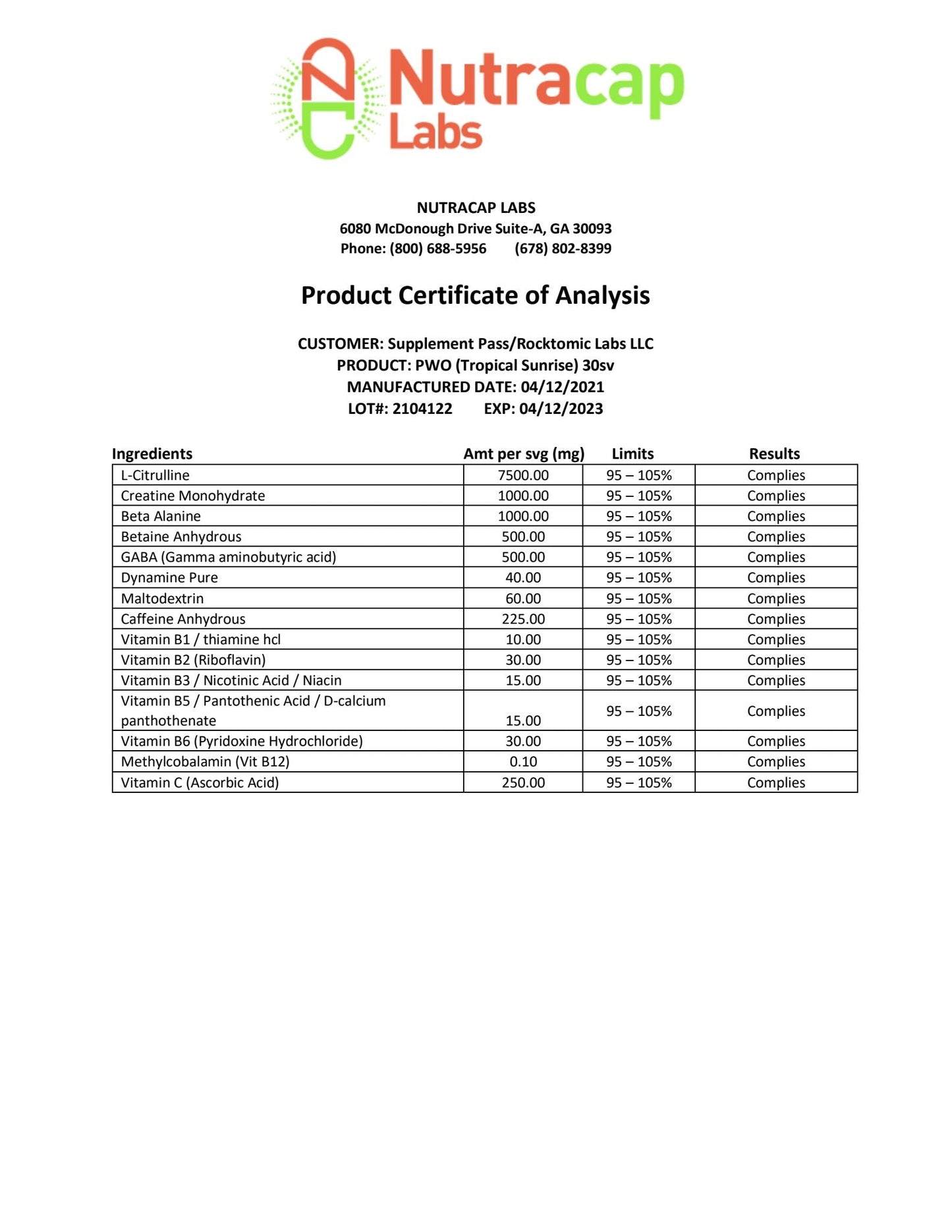 PRE WORKOUT (TROPICAL SUNRISE)