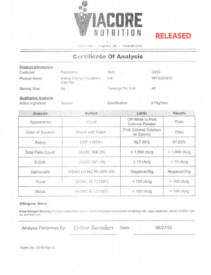 ENERGIZED AMINOS BLEND (RASPBERRY)