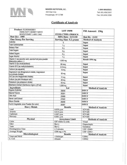 ELDERBERRY w/ZINC & VITAMIN C